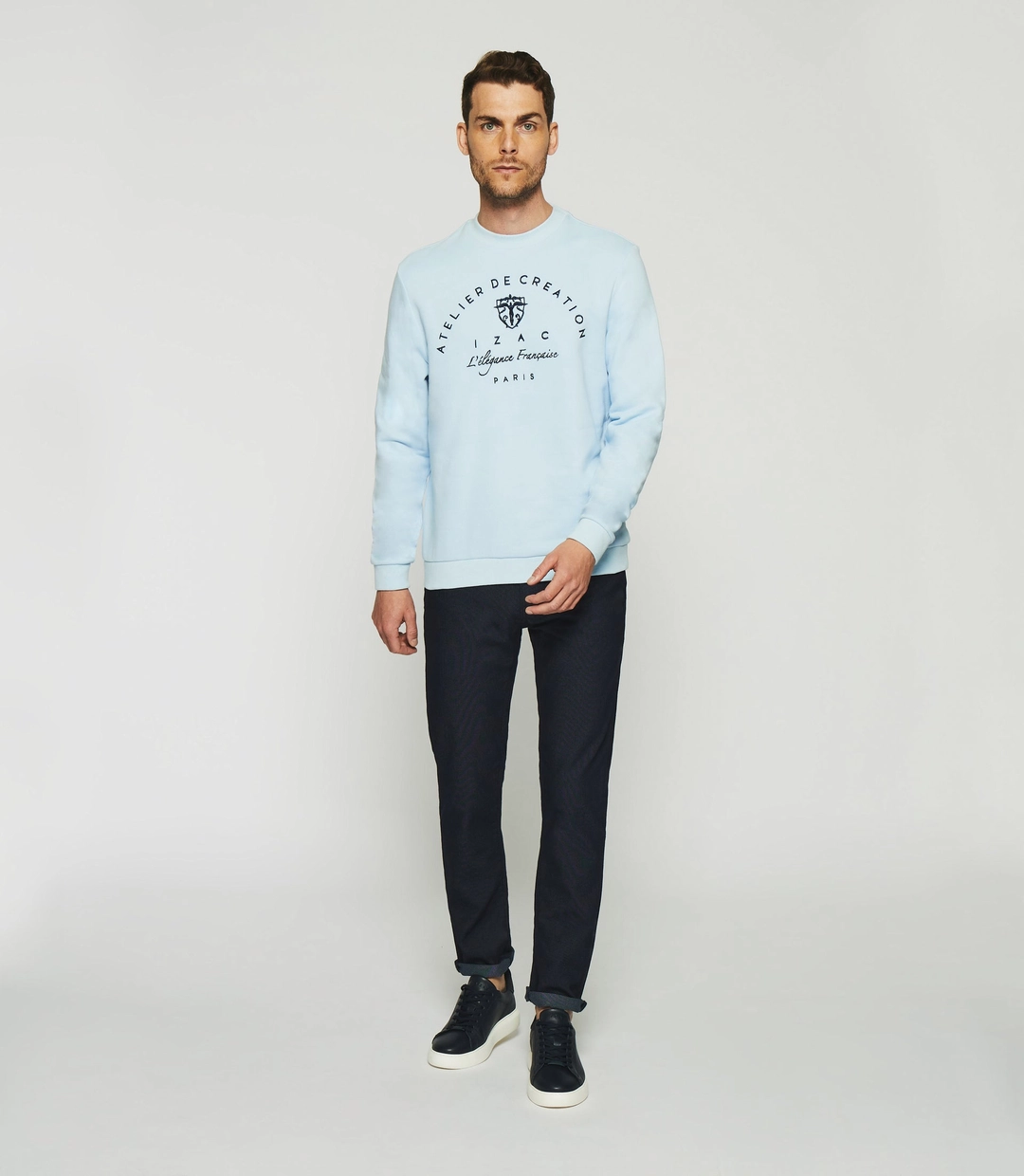IZAC - Sweat à broderie ciel SWDURAN