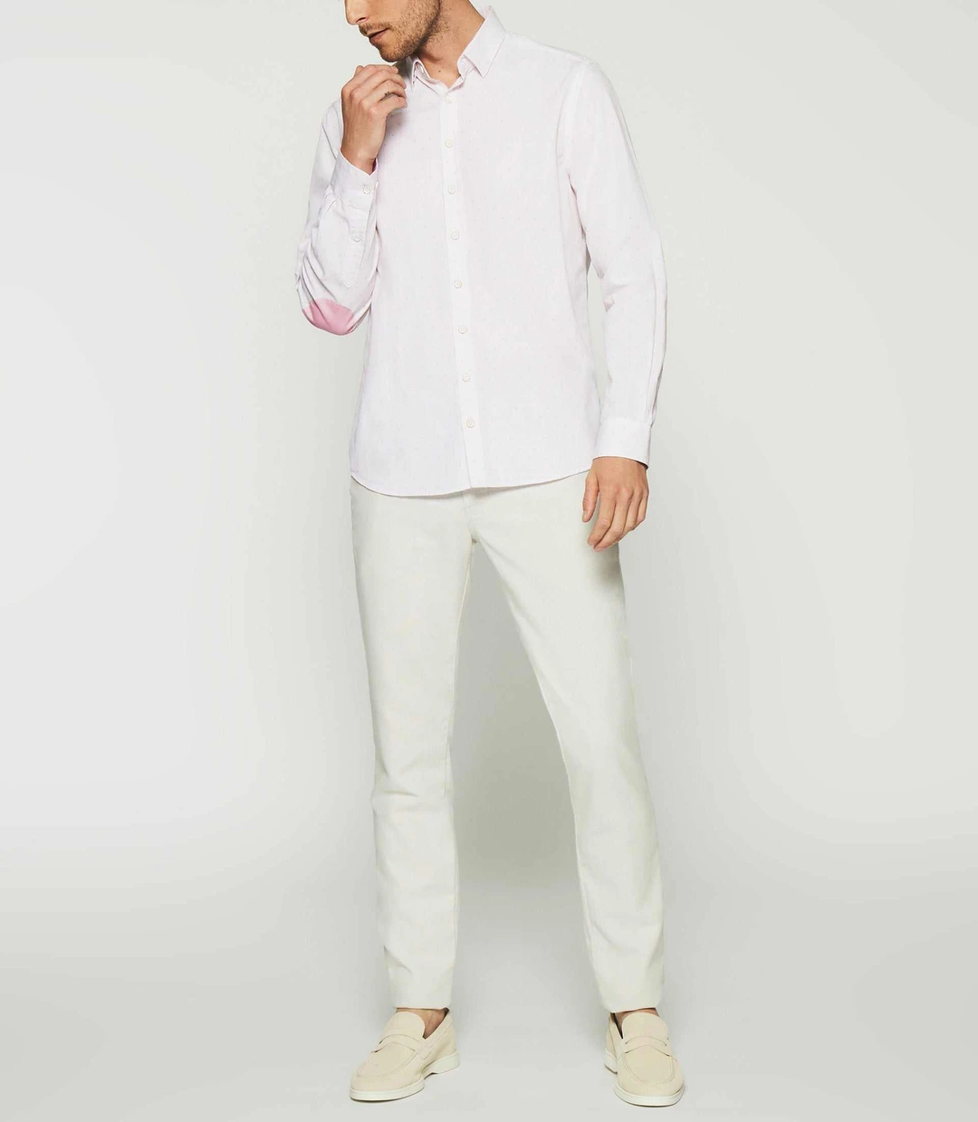 IZAC - Chemise regular à imprimé blanche et rose KELLY