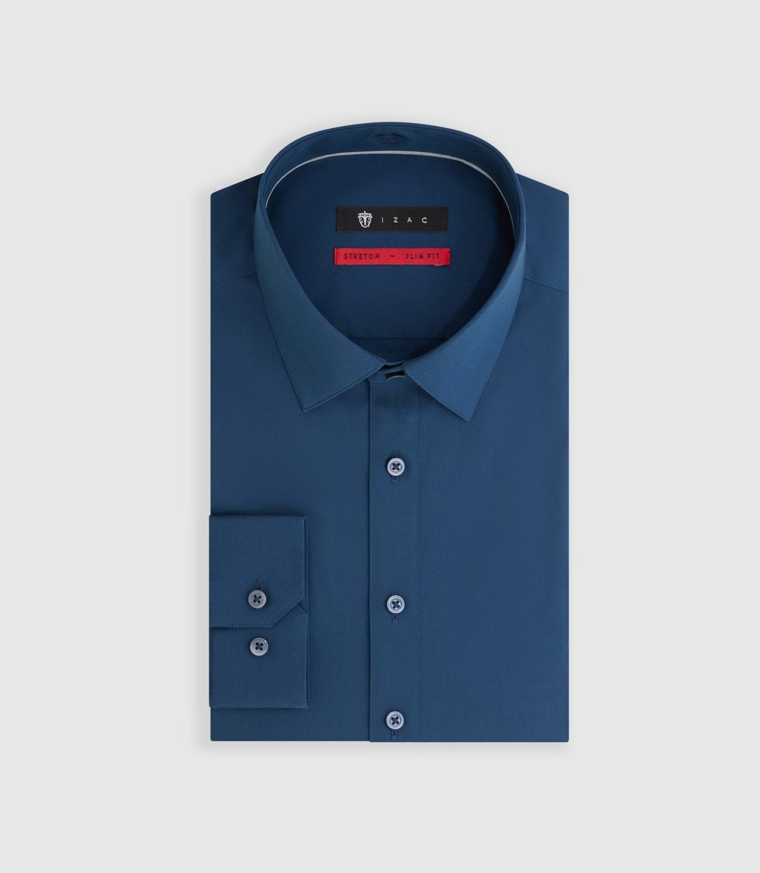 IZAC - Chemise en popeline stretch marine ''Malte''