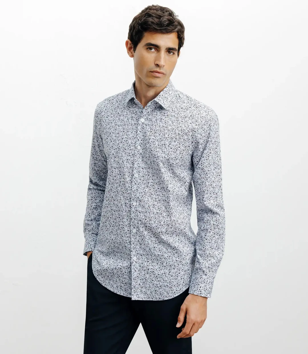 IZAC - Chemise casual imprimée fleurs ciel