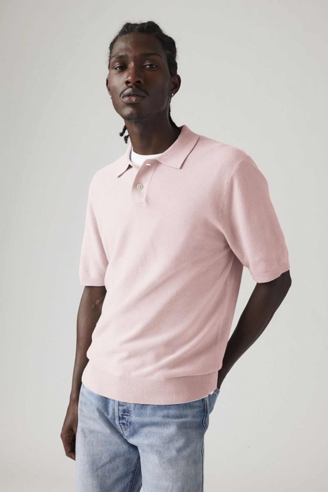 Levi's Sweater Cotton Linen Knit Polo - Homme - Blanc / Bright White Cotton Linen - XL