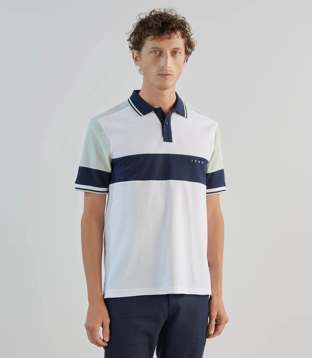 IZAC - Polo avec bandes contrastées blanches