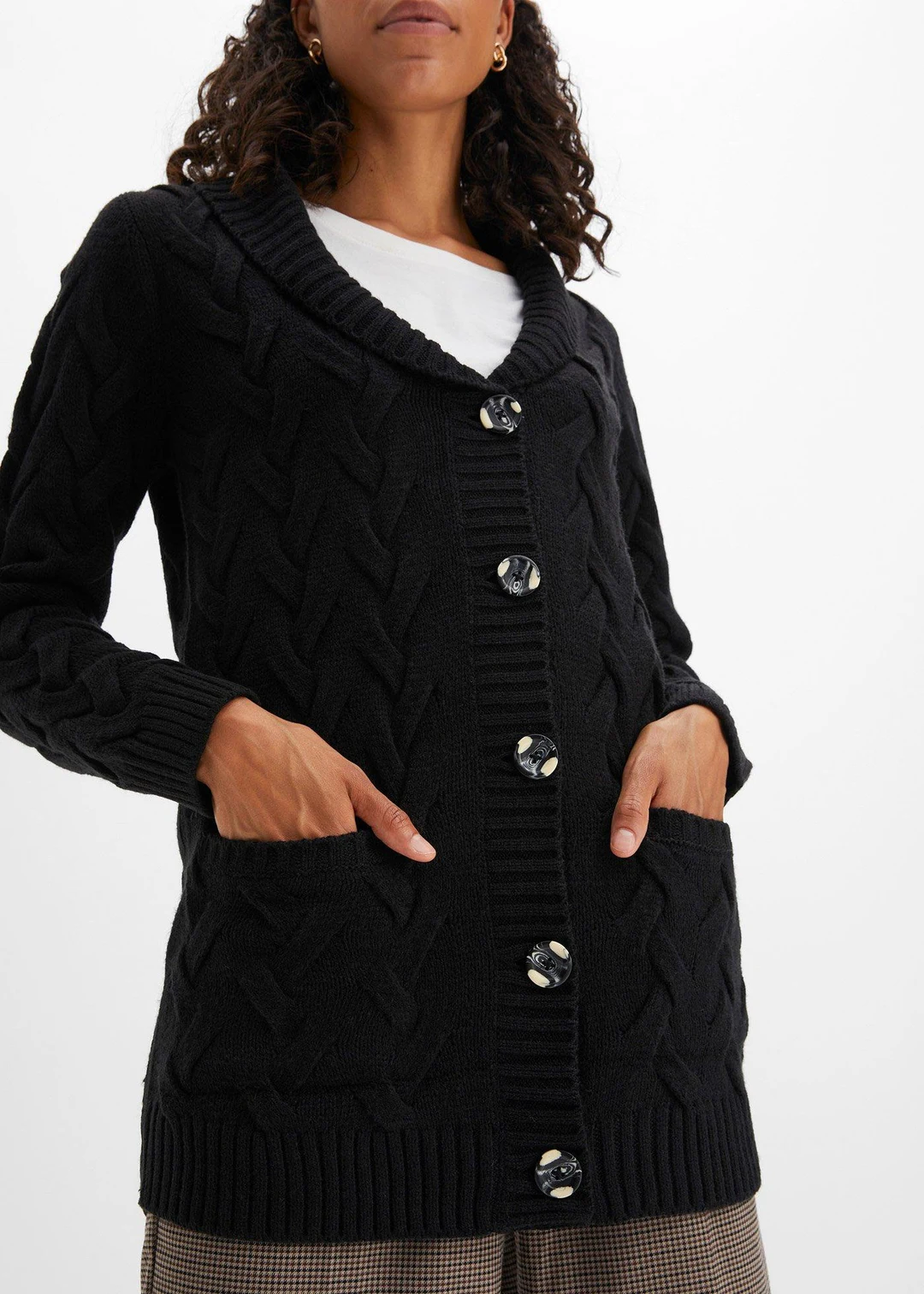 Gilet en maille à col châle et motif torsadé - 3