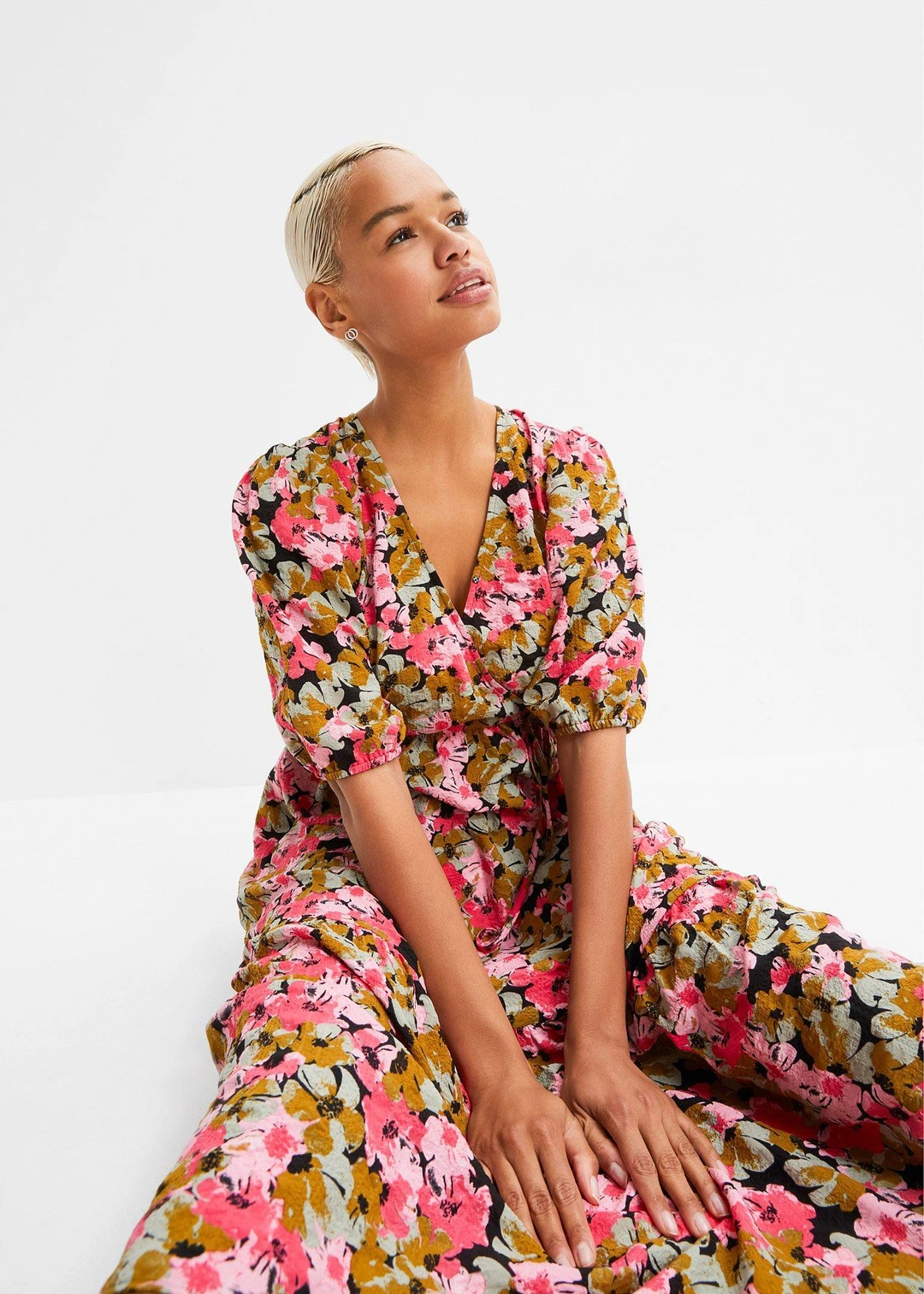 Robe midi en viscose mélangée