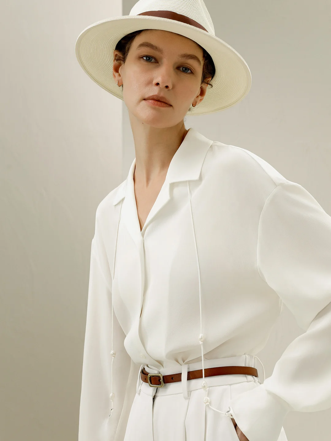LILYSILK Blouse Soie Femme Blanc Nœuds Fins Amovibles, Style Élégant Crêpe De Chine En Soie Sans Produits Chimiques Nocifs M