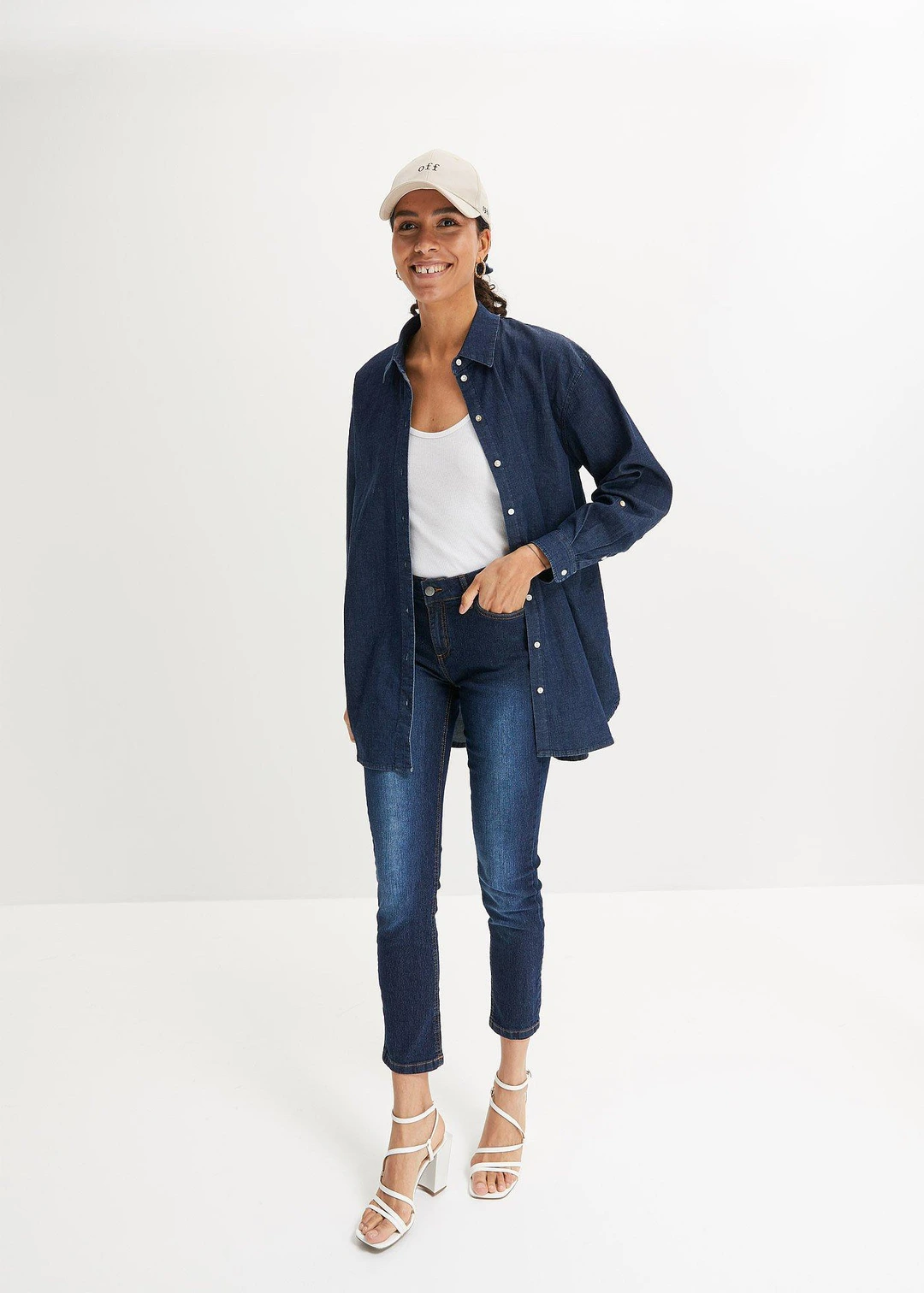 Jean slim taille mi-haute, cropped - 2