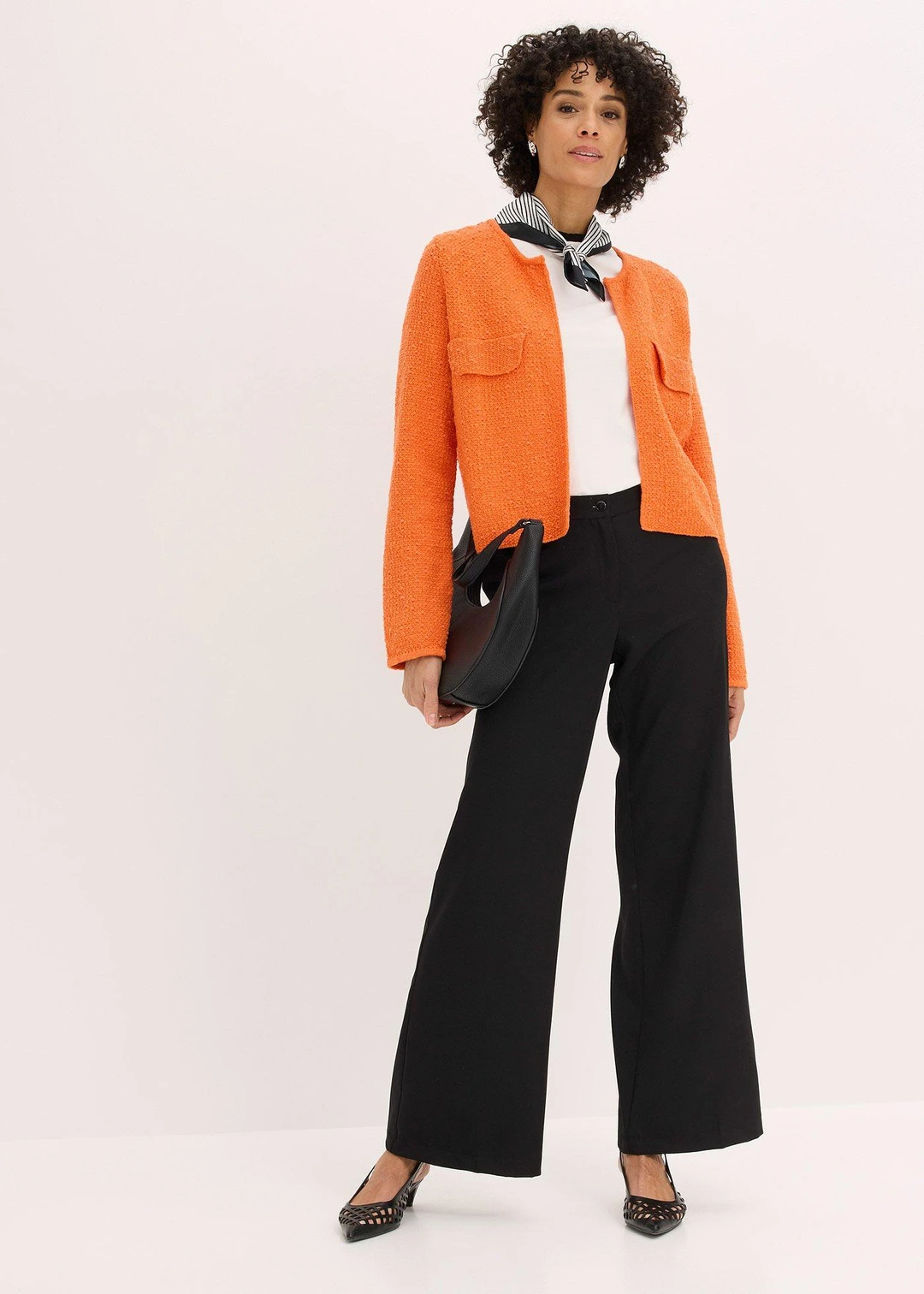 Pantalon large à pinces et taille élastiquée