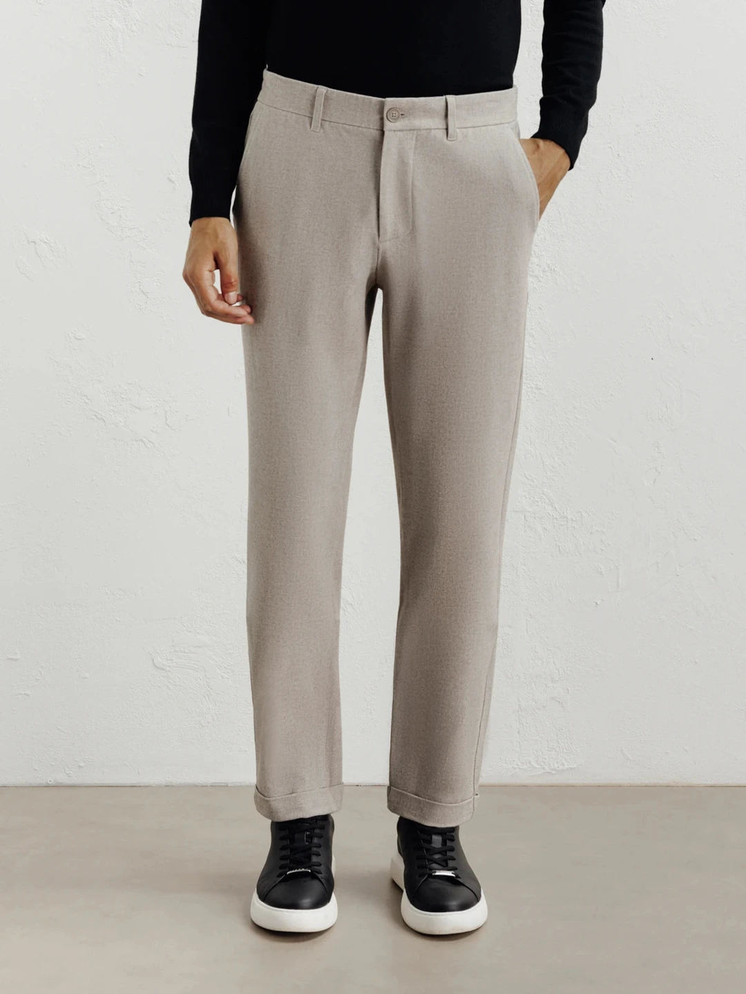 IZAC - Pantalon flanelle beige clair - 2