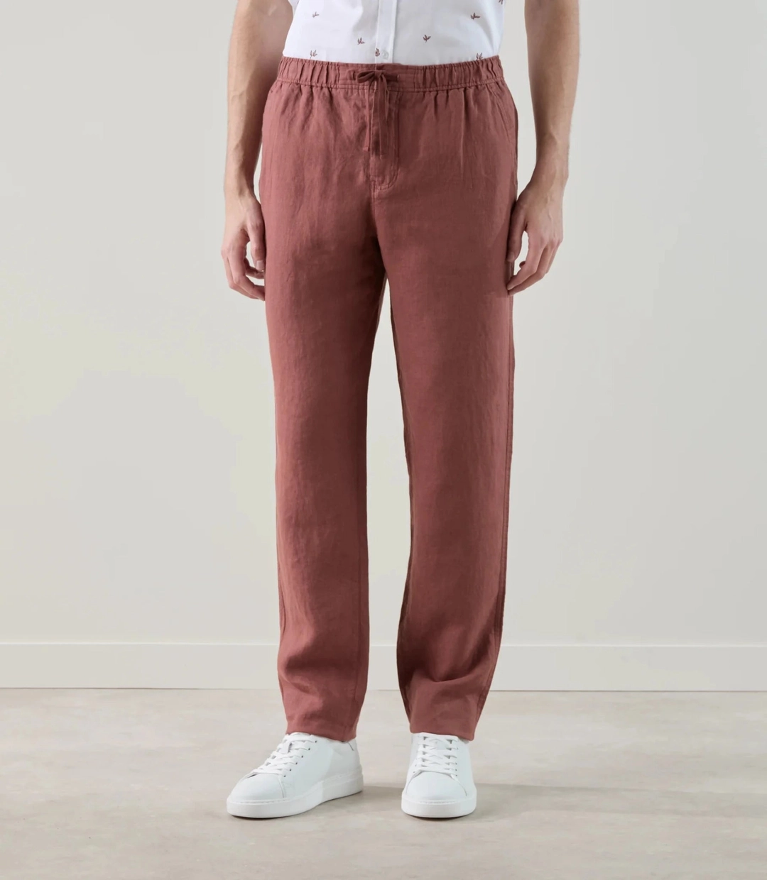 IZAC - Pantalon casual 100% rouge bordeaux