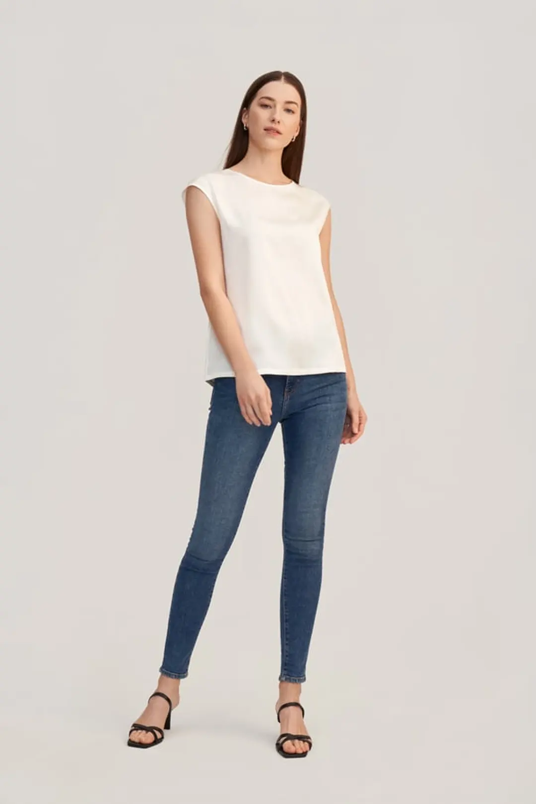 LILYSILK Tee Shirt Femme Soie Brillant, Lisse, Doux 100% Soie S'Accorde Avec N'Importe Quelle Tenue Simple Et Classique Blanc Naturel S
