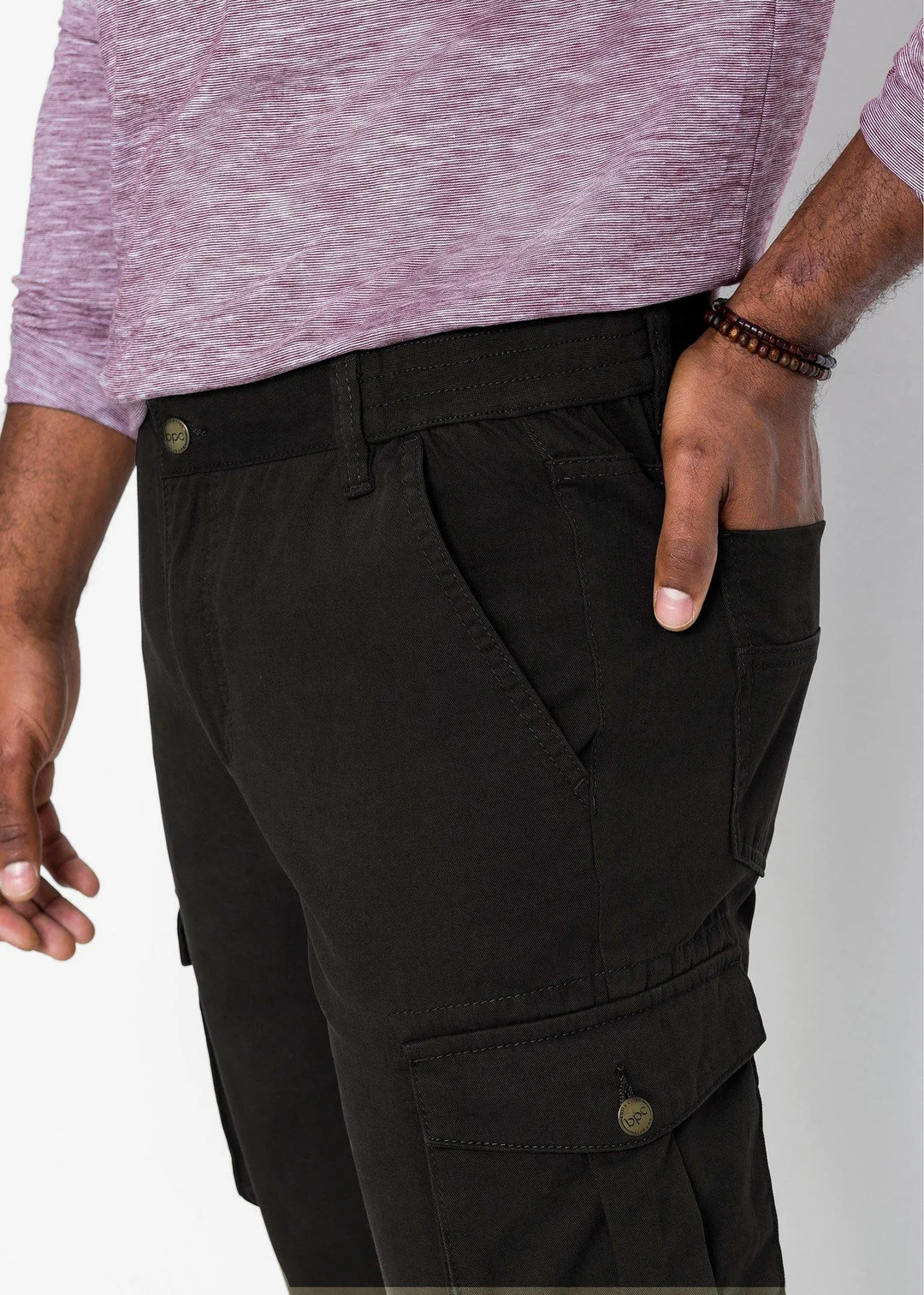 Pantalon cargo regular et droit, taille élastiquée - 3