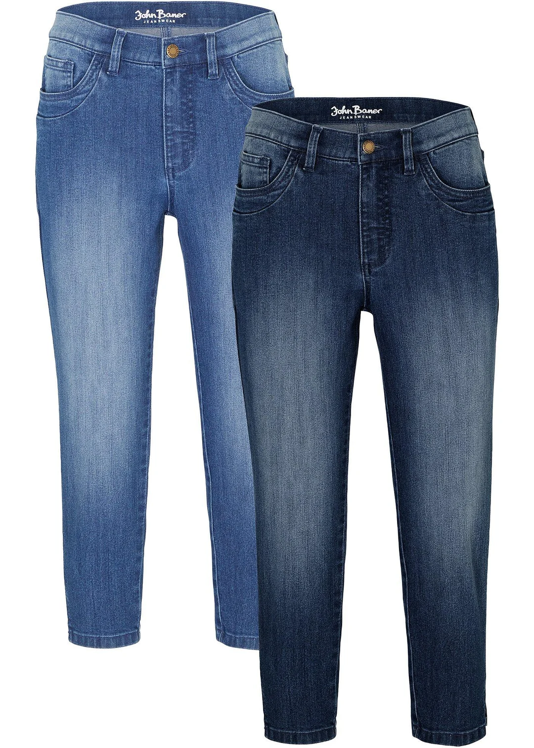 Lot de 2 jeans slim, longueur 3/4, taille mi-haute