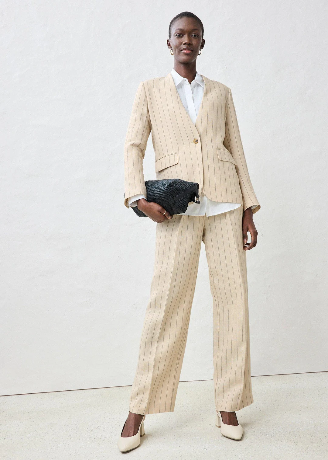 Blazer sans col 100% lin