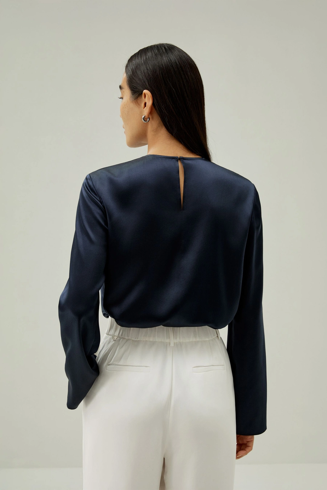 LILYSILK Top Soie Femme Doux Et Respirant Soie De Haute Qualité Confortable Brillant Lisse Doux Simple Et Classique Bleu Marine L