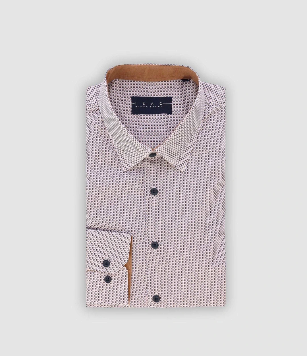 IZAC - Chemise ville imprimée camel marine PALMA