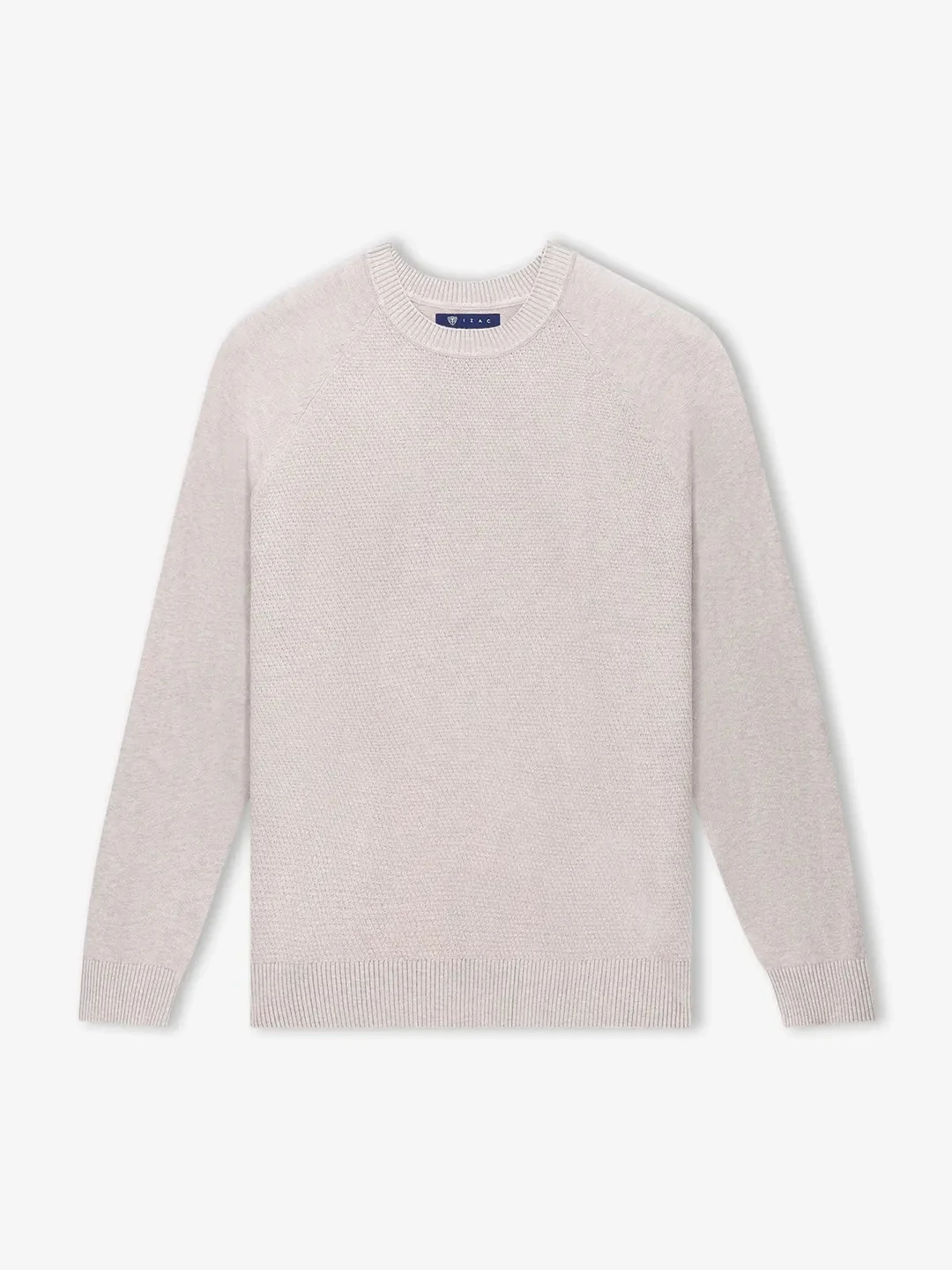 IZAC - Pull col rond jeux de point beige