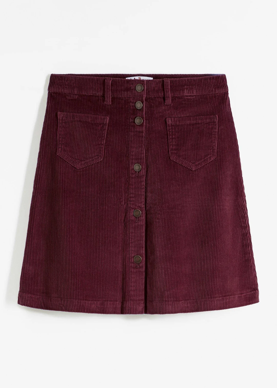 Jupe boutonnée en velours côtelé extensible