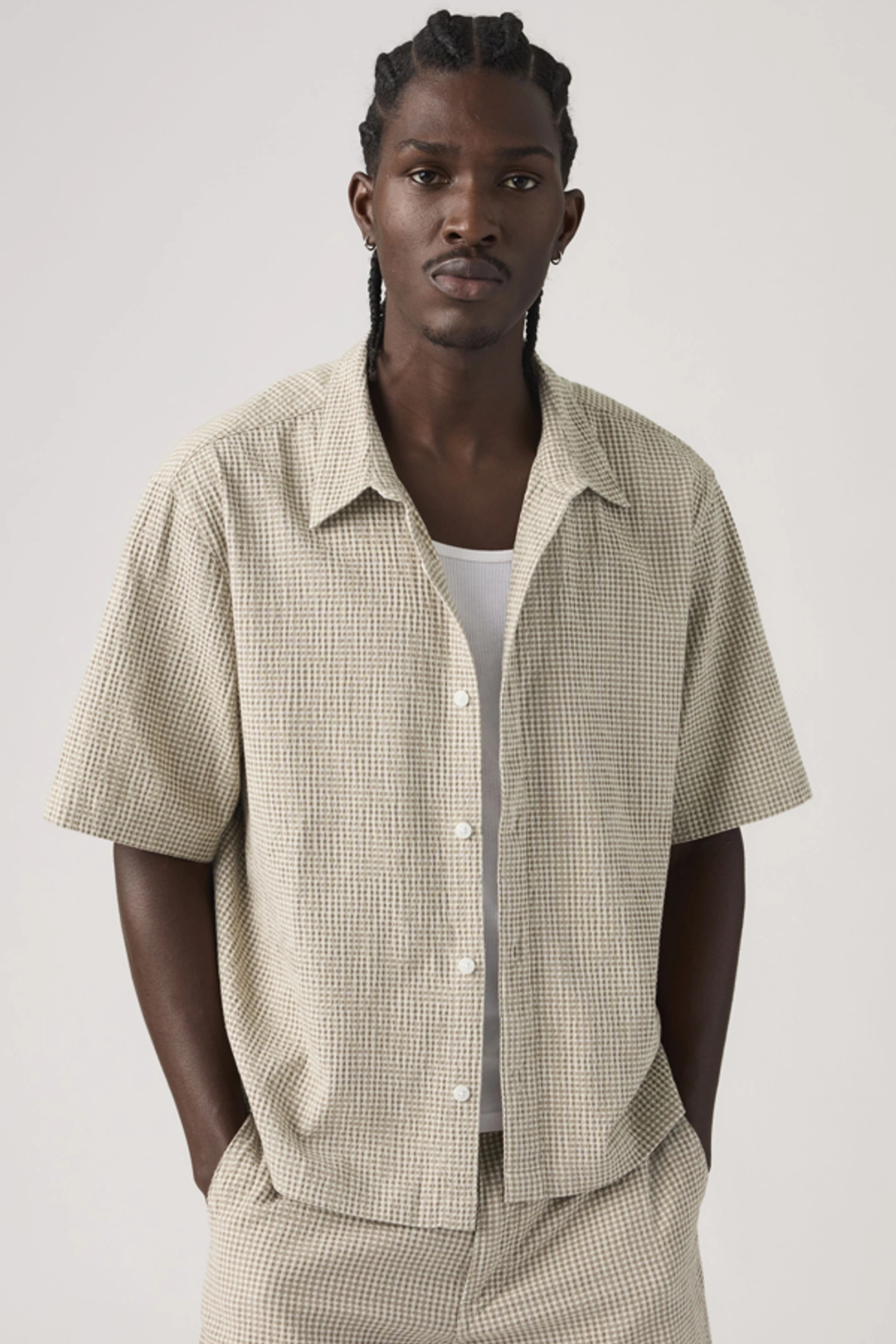 Levi's Chemise Manche Courte Boxy Lama - Homme - Bleu / Bernal Stripe Soft Chambray Blue - XL