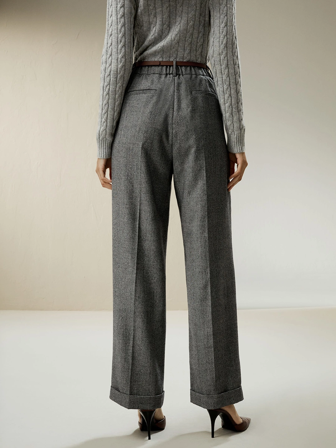 LILYSILK Pantalon De Costume Large Douce, Naturellement Respirante Et Reste Fraîche 100% Laine Australienne Large Glen Plaid Petite 40
