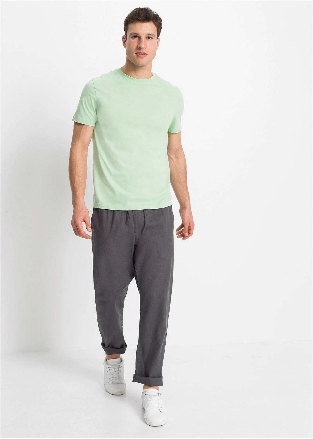 Pantalon droit taille élastiquée en lin majoritaire, regular - 2
