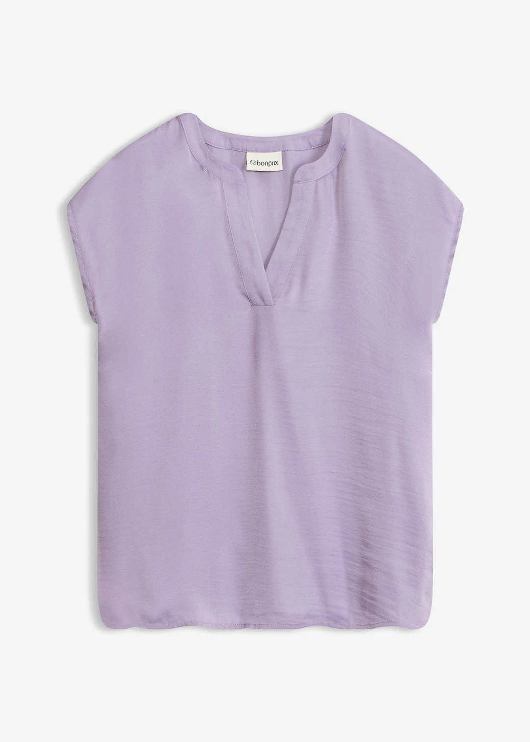 Blouse manches courtes ample en satin avec épaules descendues