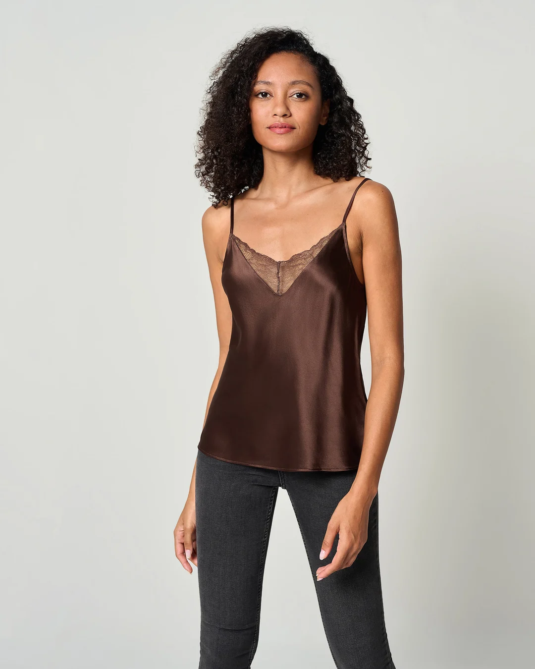 LILYSILK Débardeur Soie, Col En V Avec Dentelle, Êporté De 2 Façons, Charmeuse Soie, Pour Votre Garde-Robe De Tous Les Jours