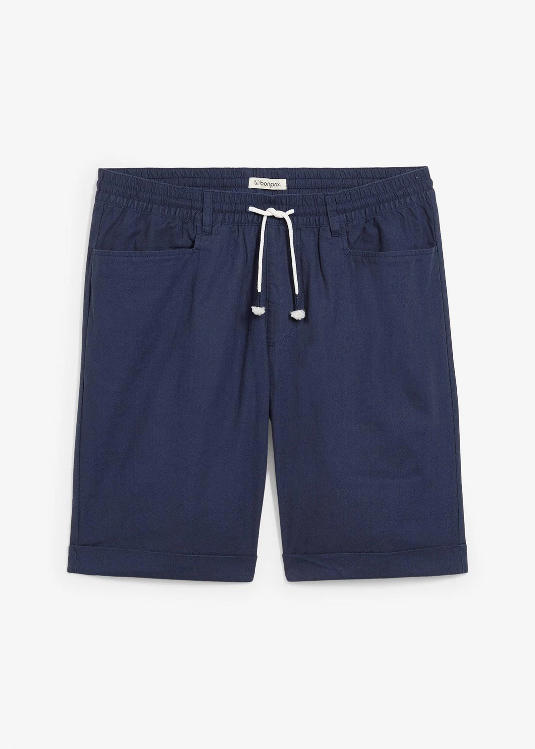 Bermuda à taille élastiquée en lin mélangé, regular