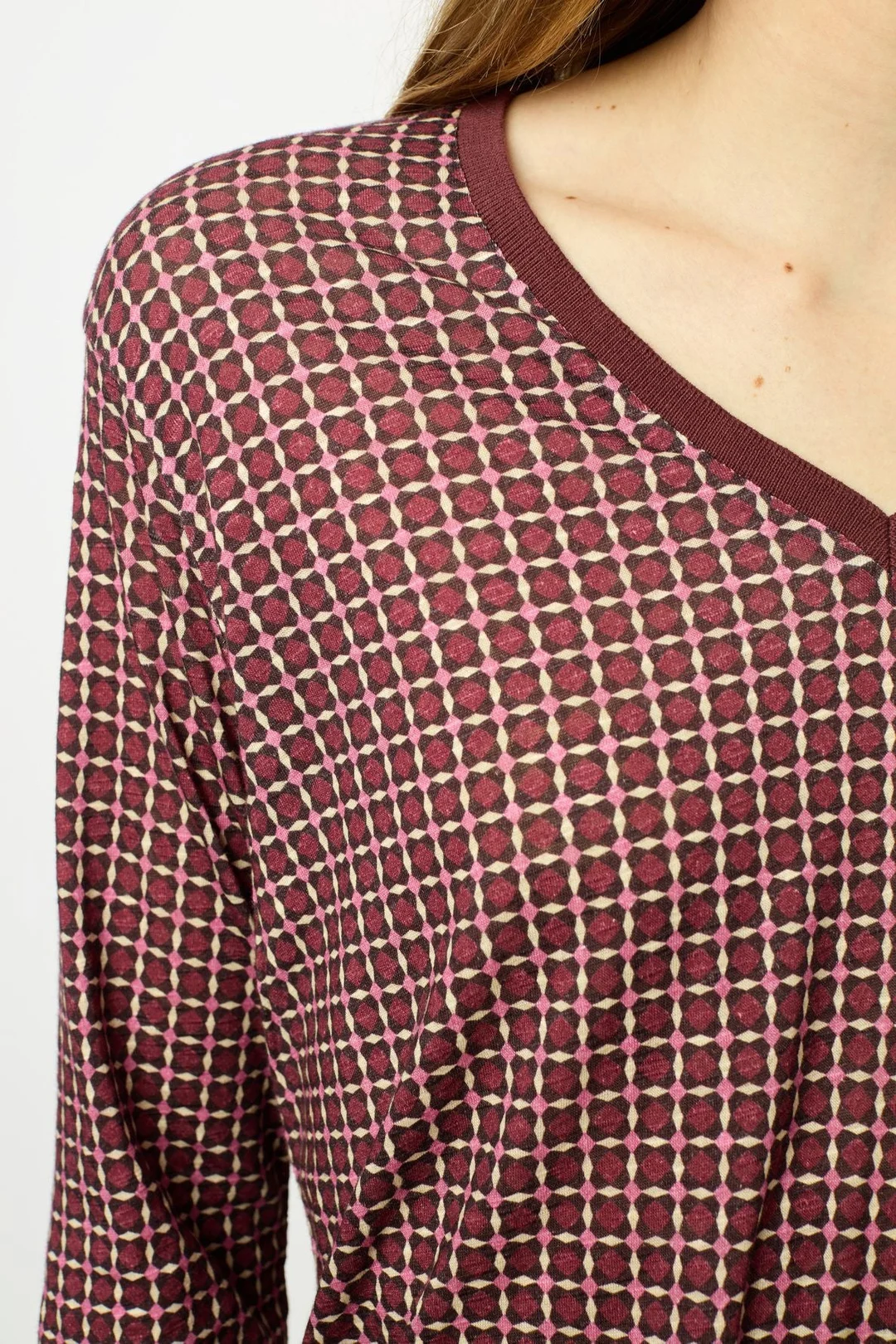 T-shirt imprimé géométrique - AYLA - Bordeaux - 3