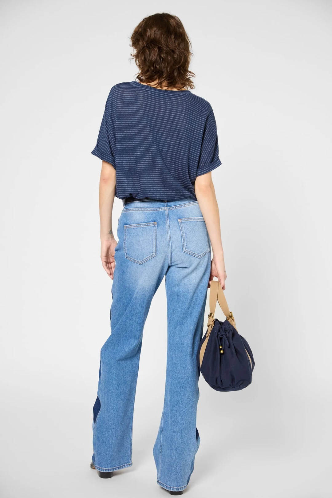 T-shirt V à rayures - GLADYS - Indigo