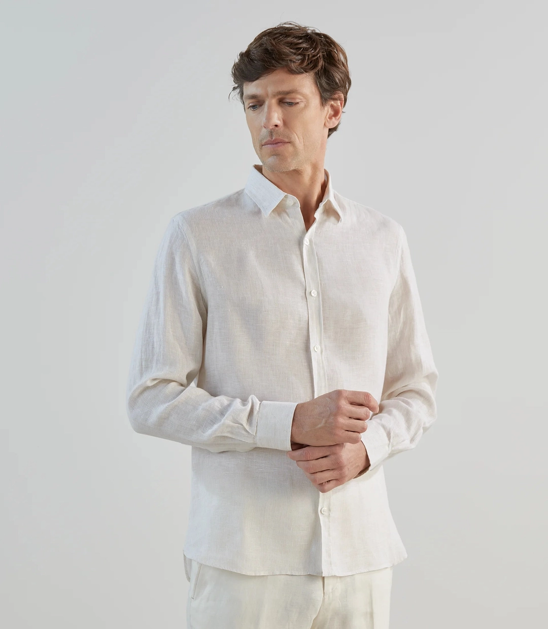 IZAC - Chemise 100% lin beige