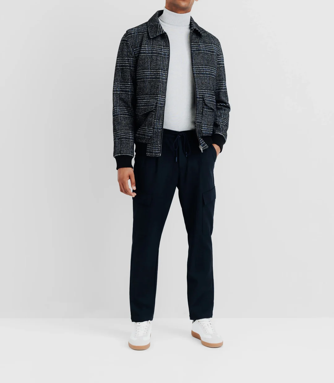 IZAC - Blouson en laine col chemise marine
