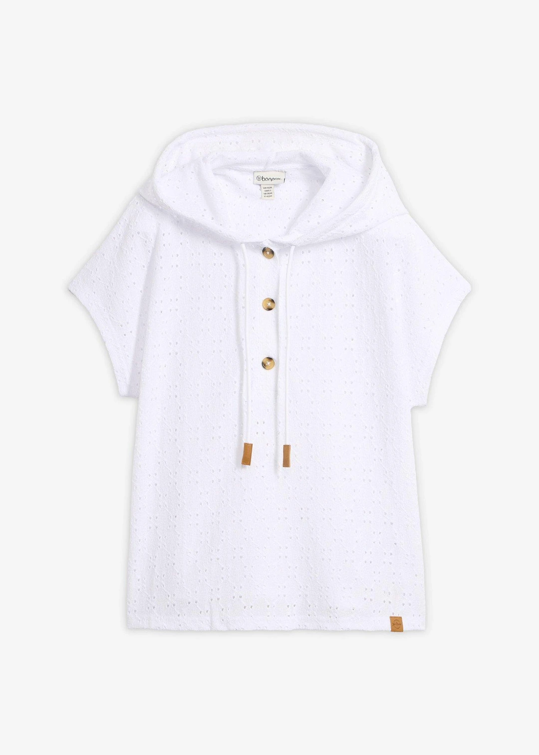 T-shirt col Henley à capuche