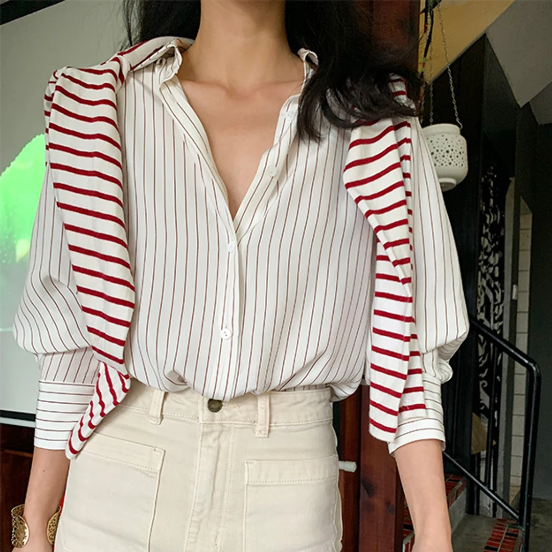LILYSILK Blouse Soie Femme Surdimensionnée, Chemise À Rayures Charmeuse Soie Super Doux Chemises Bleu Marine À Fines Rayures S