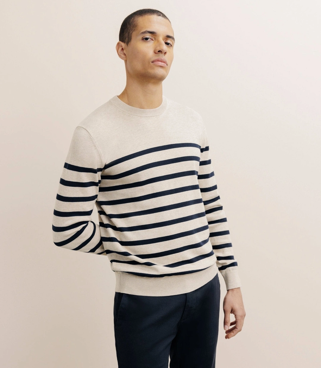 IZAC - Pull col rond beige