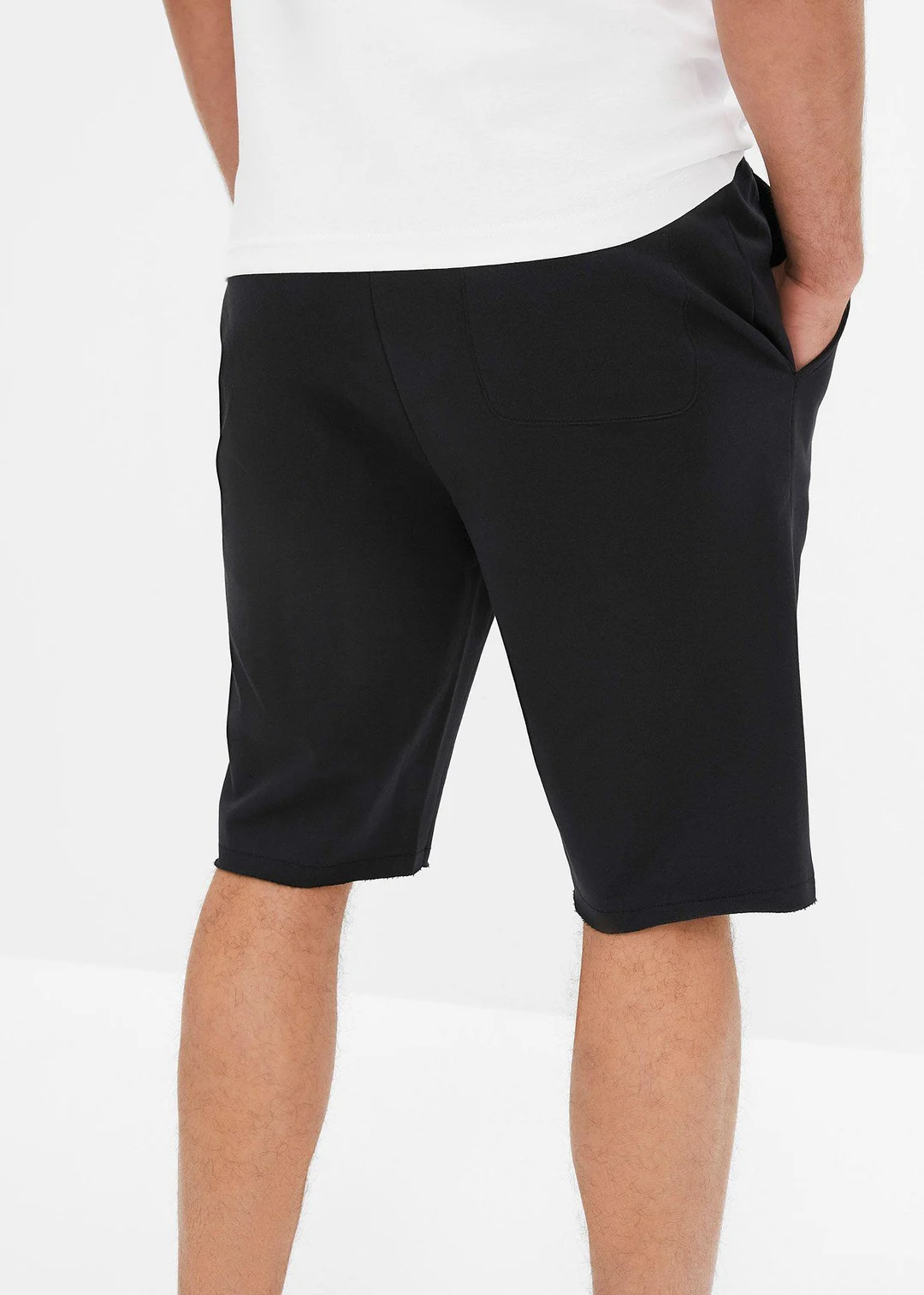 Bermuda sweat à bordures ouvertes en coton, Loose Fit - 3
