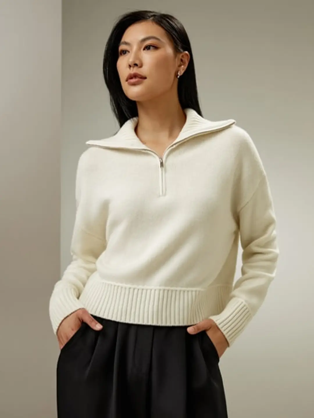 LILYSILK Pull Femme Cachemire Poignets Et Ourlets Côtelés Laine-Cachemire Sophistiqué Et Élégant Les Essentiels De La Garde-Robe Rouge L