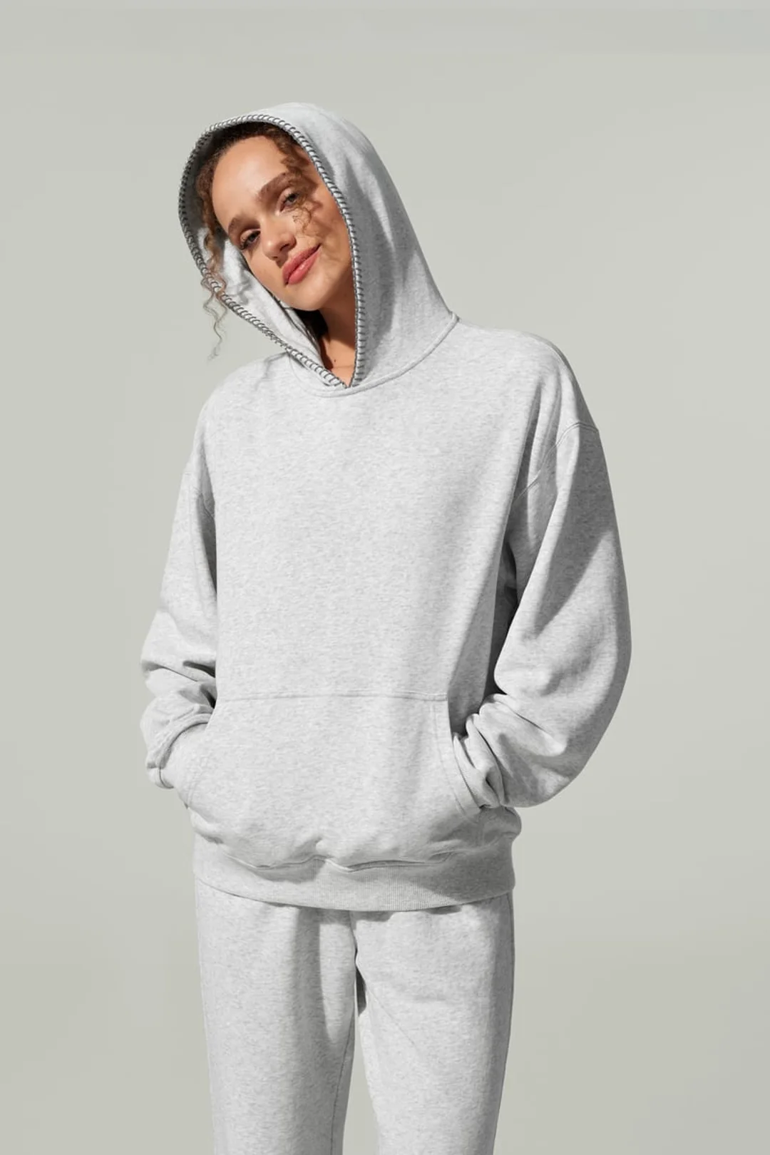 LILYSILK Sweat Seamflow Douceur Gris Chiné XS - SILKERRY Doux Respirant Oversize Capuche Femme