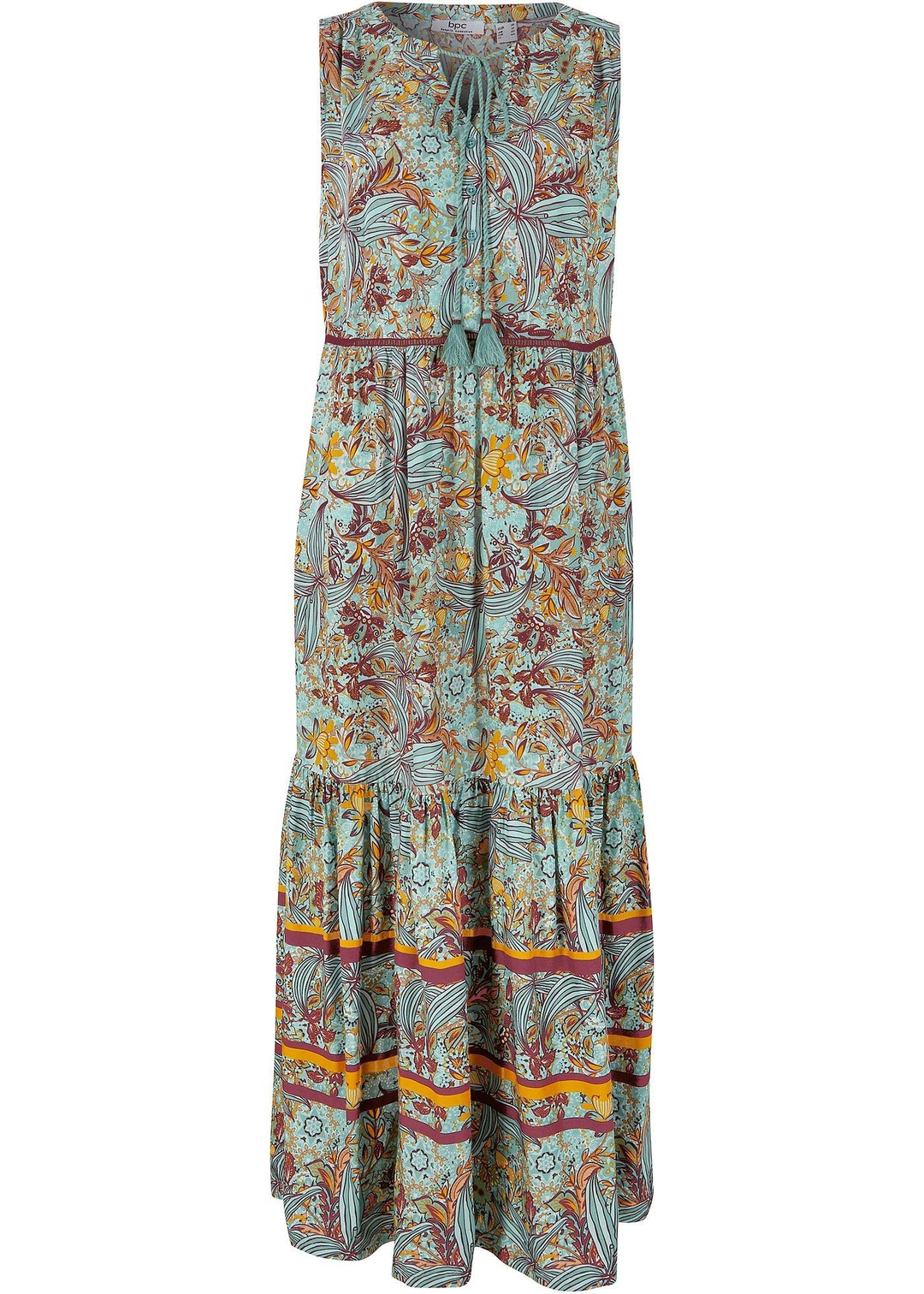 Robe longue tissée avec imprimé bordure