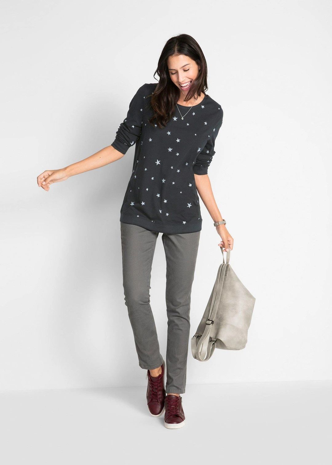 T-shirt coton imprimé, manches longues - 2