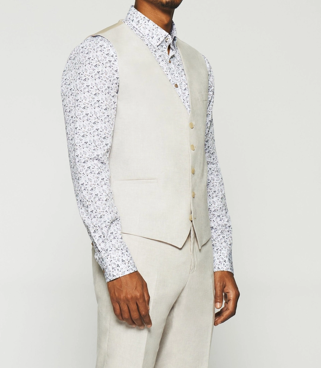IZAC - Gilet de costume en lin parme JCELESTE