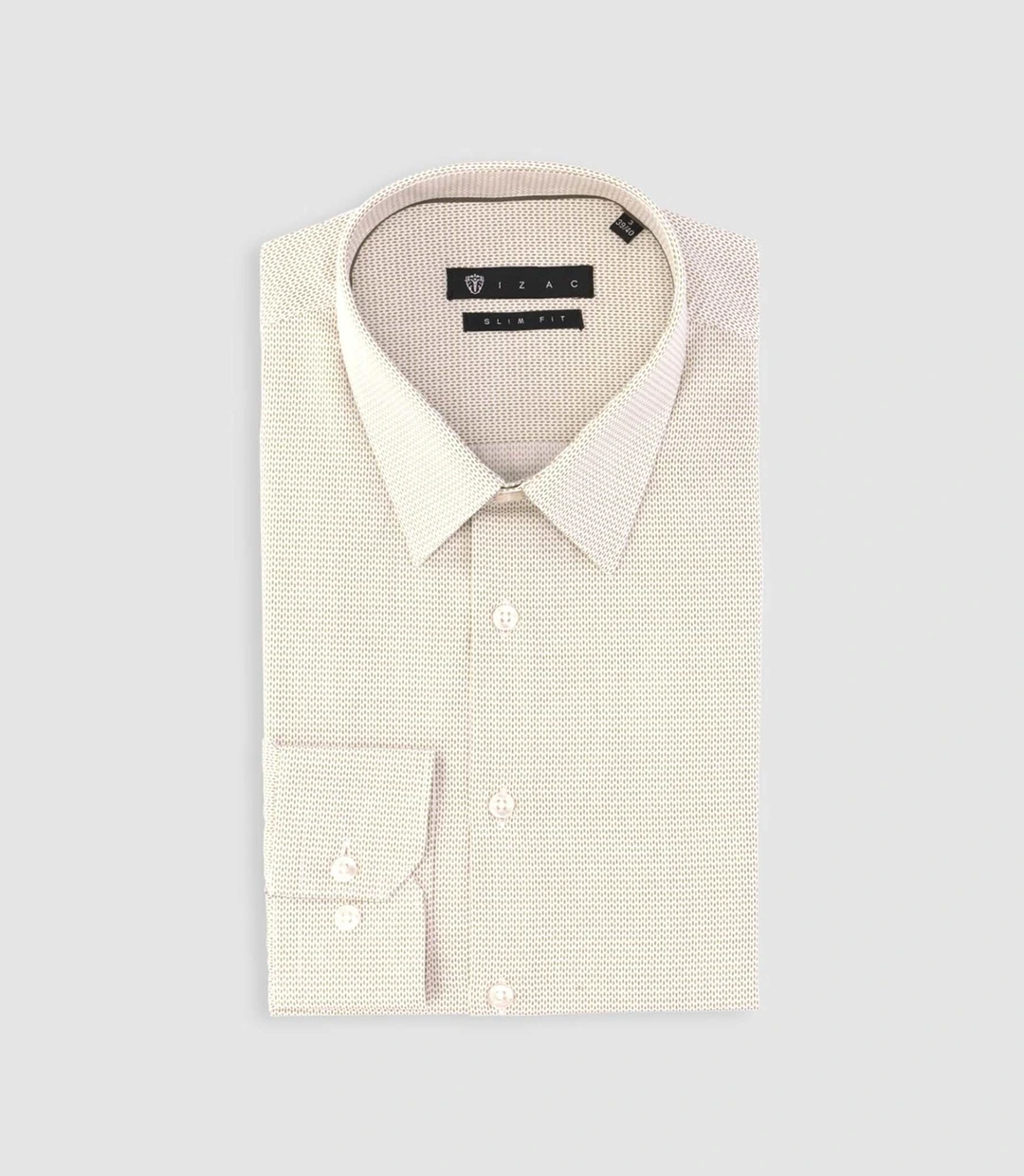 IZAC - Chemise slim imprimée micro motifs blanche et beige PRESTO