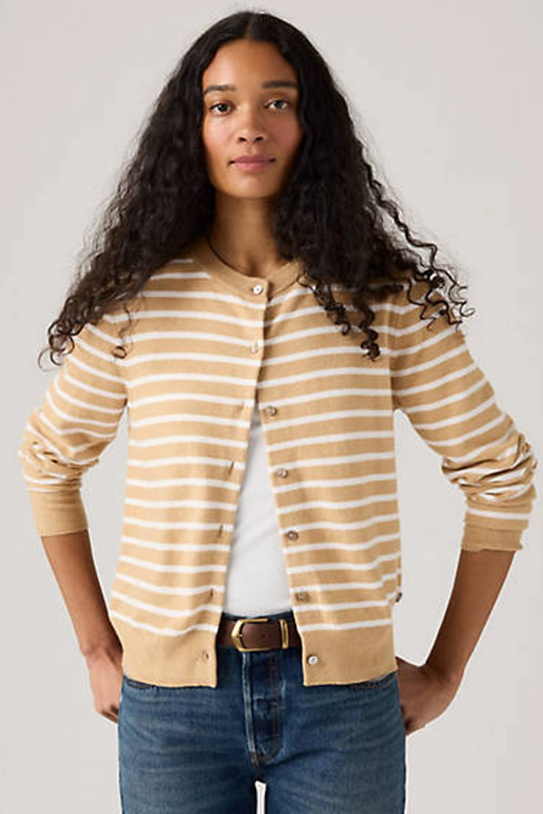 Levi's Cardigan Col Rond Supersoft - Femme - Neutral / Paris Stripe Curds Whey Triblend - XS
