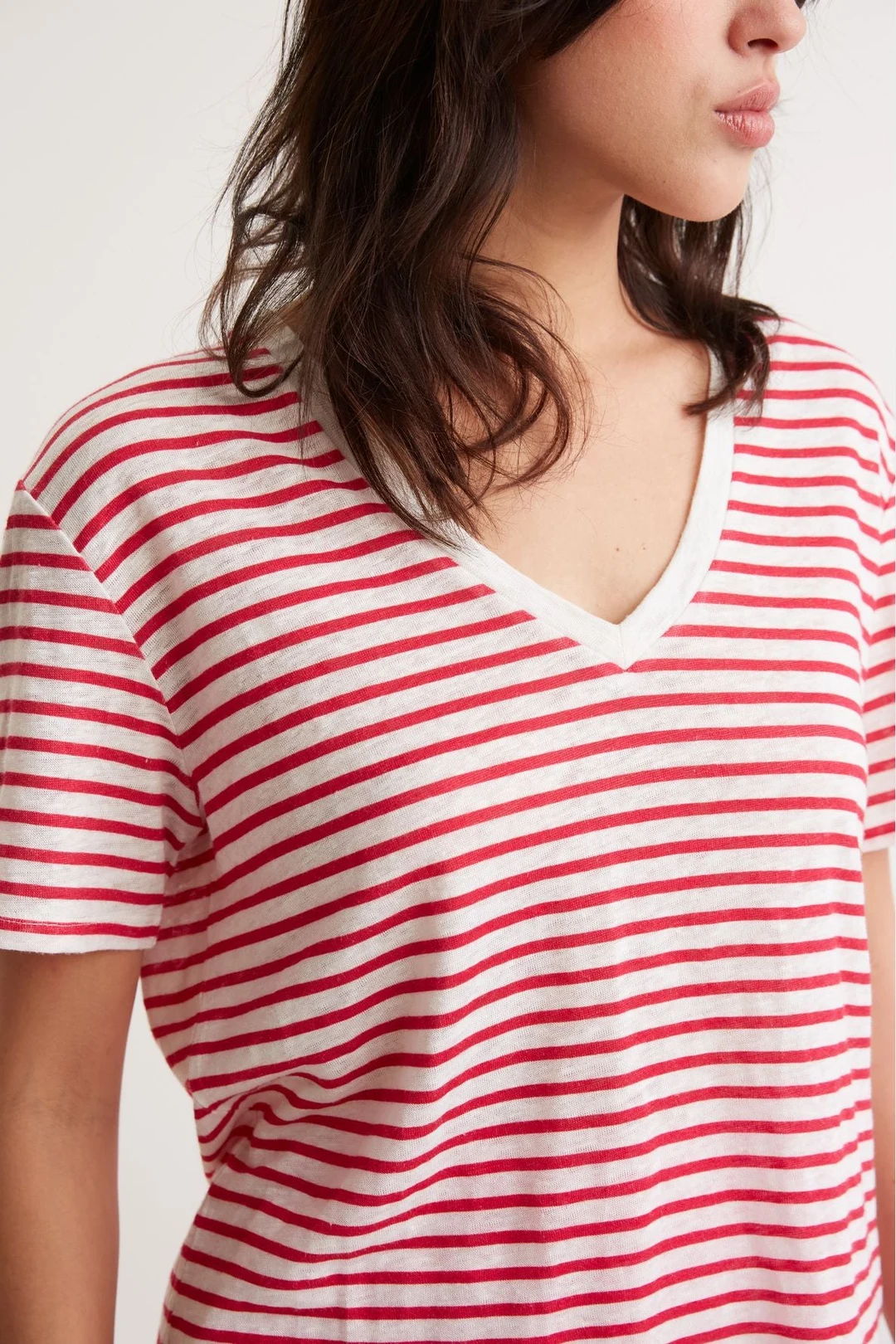 T-Shirt en lin à rayures - ARI - Fuchsia - 2