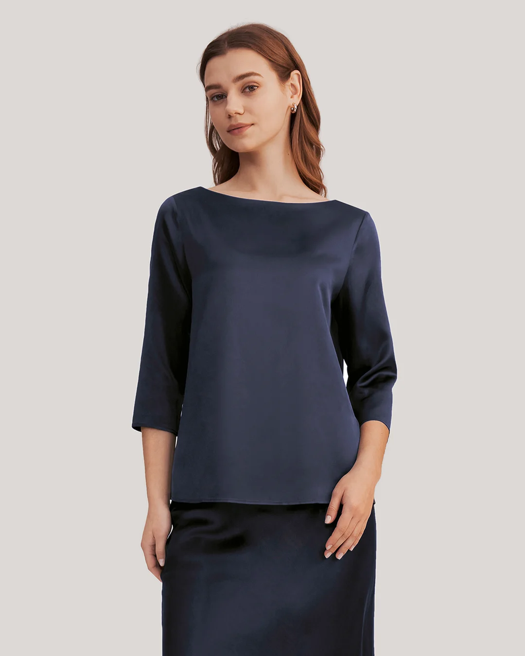 LILYSILK Blouse En Soie À Col Bateau Et Manches 3/4