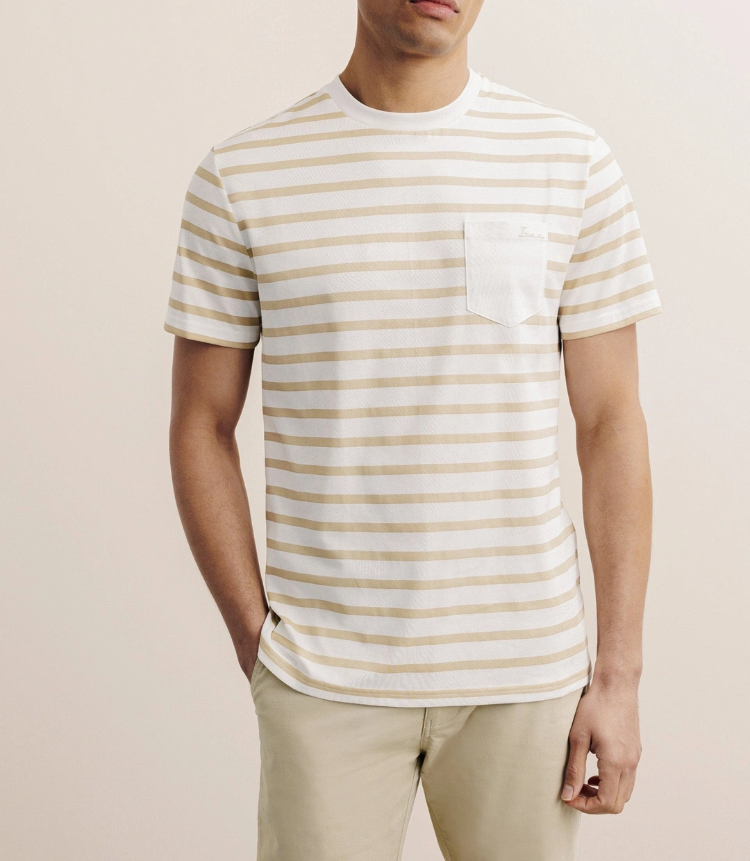 IZAC - T-shirt marinière camel