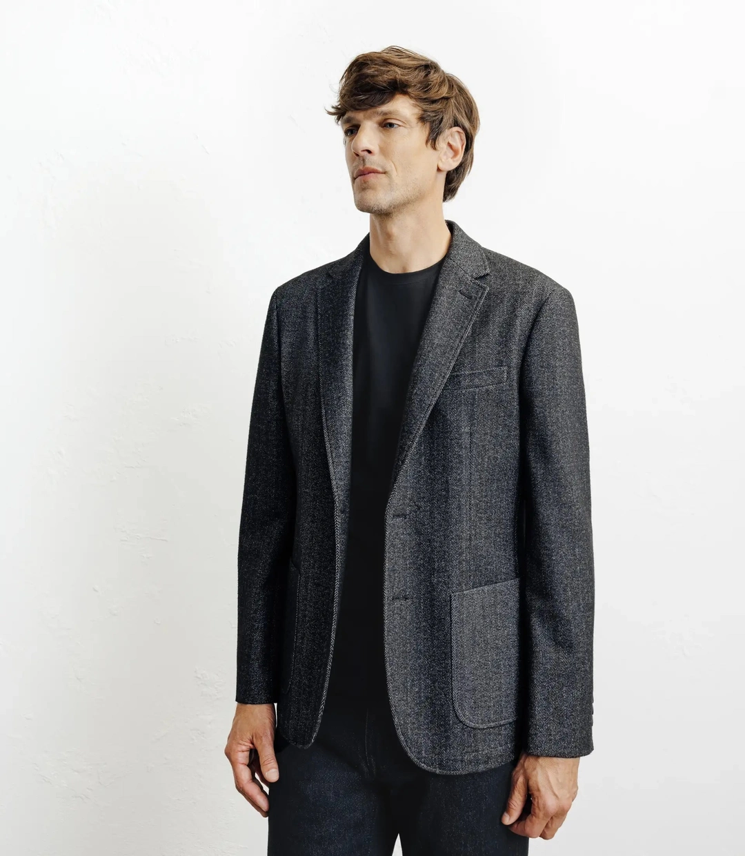 IZAC - Veste en maille chevron anthracite