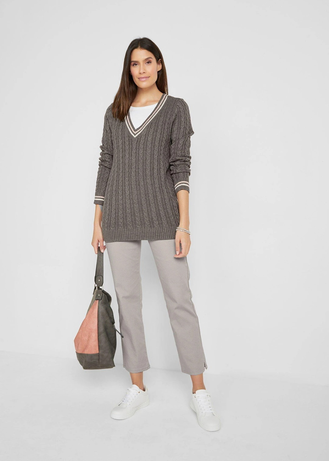 Pantalon droit et extensible, taille mi-haute