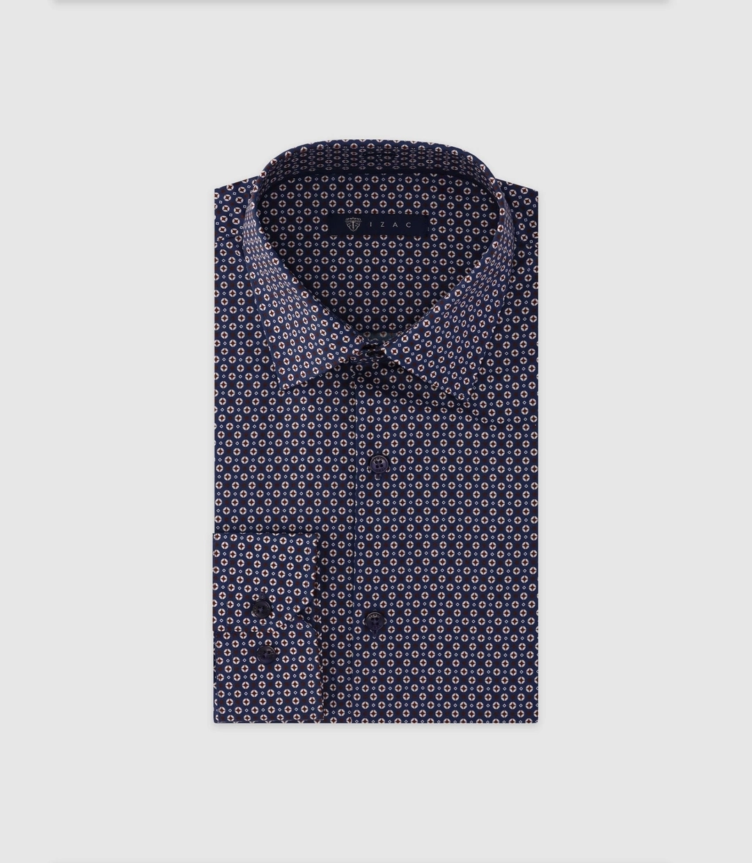IZAC - Chemise imprimée manches longues marine