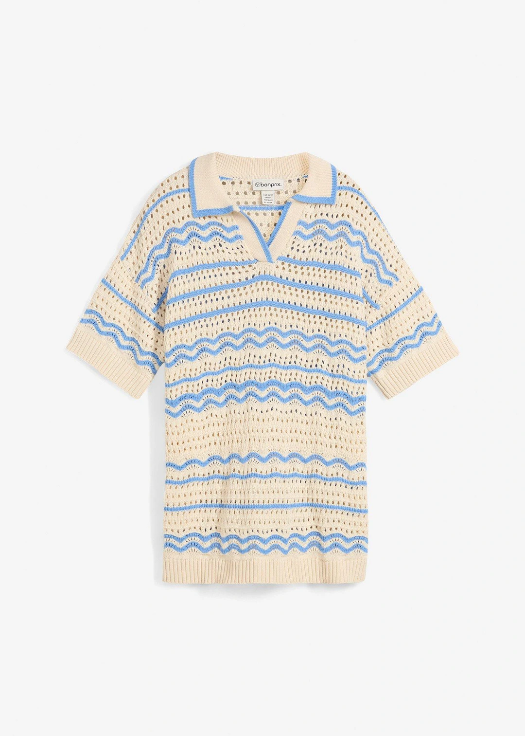 T-shirt oversize en maille aérienne coton et lin