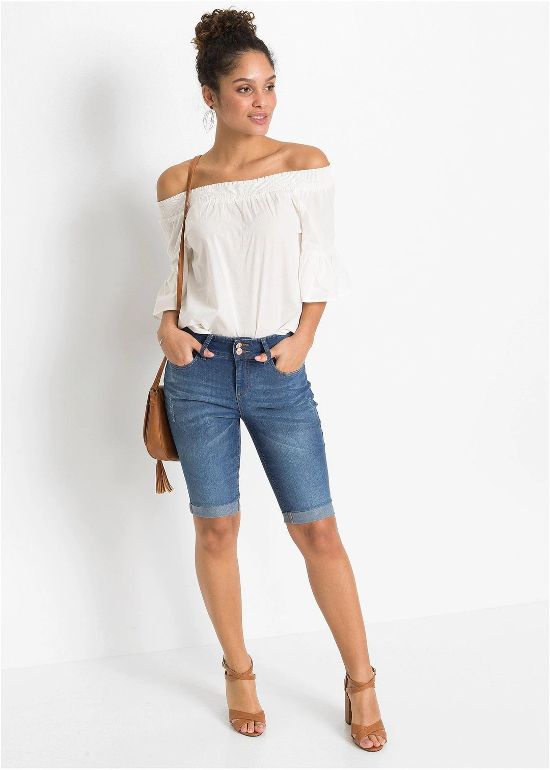 Bermuda en jean, taille mi-haute